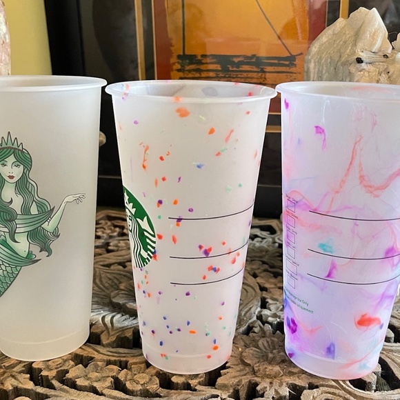 Starbucks Bundle 3 Rare Reusable Color Changing Cold Cups NEW - Picture 2 of 4